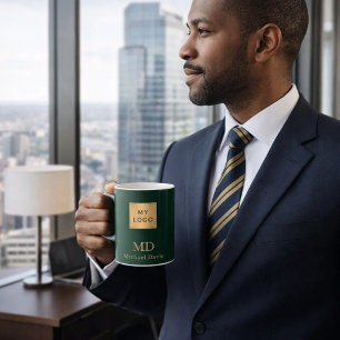 Taza De Café Logotipo empresarial de nombre monograma de oro ve