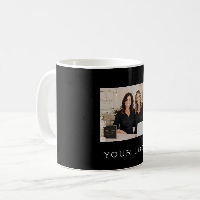 Taza De Café Logotipo empresarial negro foto rectangular (Anverso izquierdo)