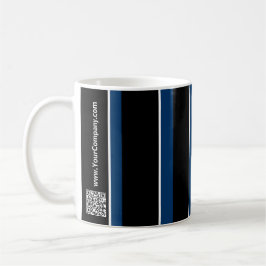 Taza De Café Logotipo promocional Código QR Bandas blancas azul