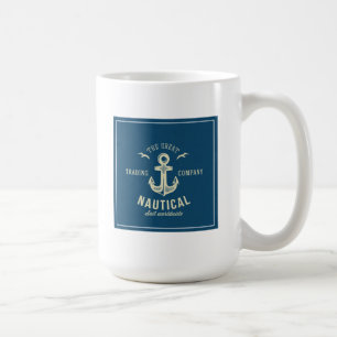 Taza De Café Logotipo retro náutico