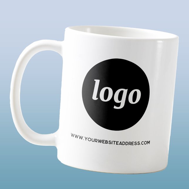 Taza De Café Logotipo simple y promoción de negocios de texto (Simple logo with custom text business branding promotional coffee mug)