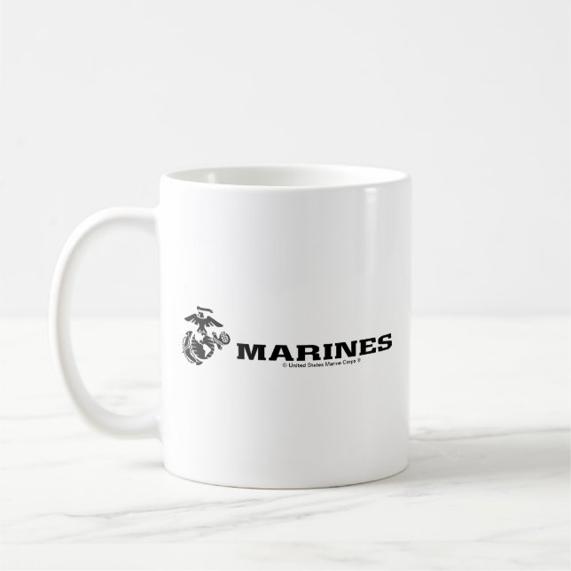 Taza De Café Logotipo USMC Logotipo negro apilado (Izquierda)