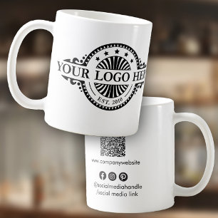 Taza De Café Logotipo y código QR, medios sociales, marketing