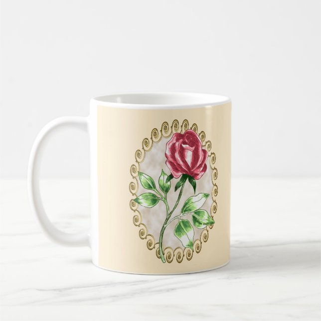 Taza De Café Lograda peluca personalizado de la Rosa Roja (Izquierda)