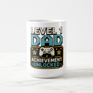 Taza De Café Logro desbloqueado de papá jugador nivel 1 papá