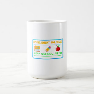 Taza De Café Logro desbloqueado: Nuevo año escolar   Juego Retr