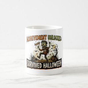 Taza De Café Logro desbloqueado Sobrevivió a Halloween