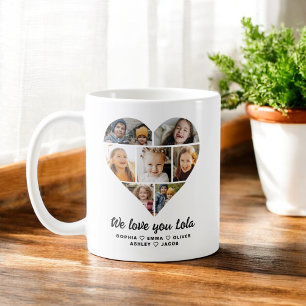 Taza De Café Lola We Love you Heart Modern Collage de fotos
