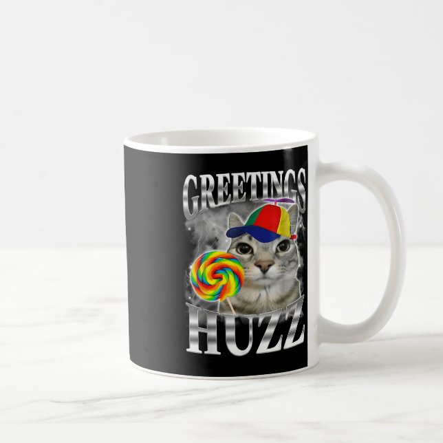 Taza De Café Lollipop Cat Meme Greetings Huzz Funny Silly Cat H (Derecha)