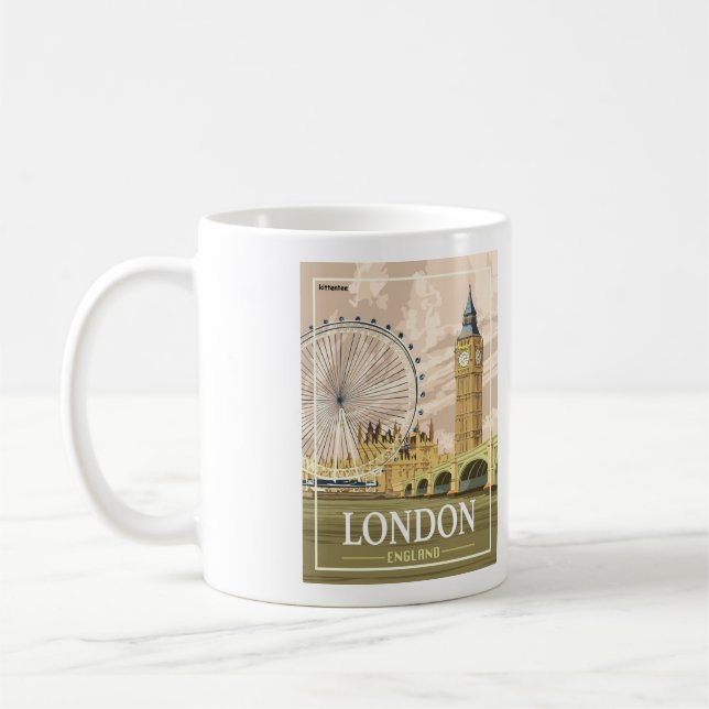 Taza De Café London England Coffee Mug - Tamaño 11oz (Izquierda)