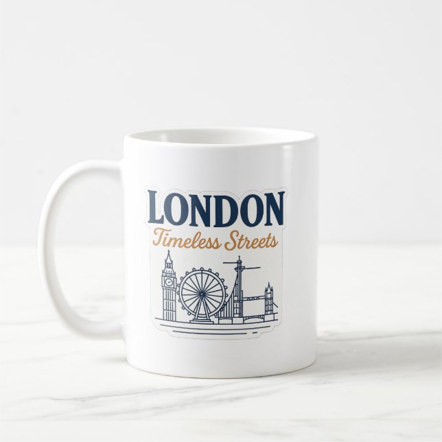 Taza De Café London Timeless Streets – Big Ben & Tower Bridge (Izquierda)