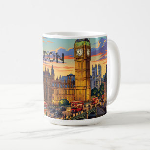 Taza De Café Londres Inglaterra Arte de Viaje Vintage