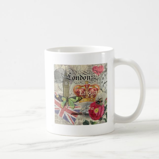 Taza De Café Londres Inglaterra Viaje Viaje Arte Viejo Europa (Derecha)