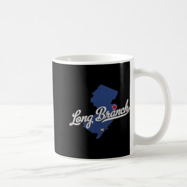 Taza De Café Long Branch New Jersey Nj Map  (Derecha)