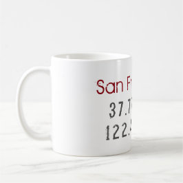 Taza De Café Longitud de la latitud de San Francisco