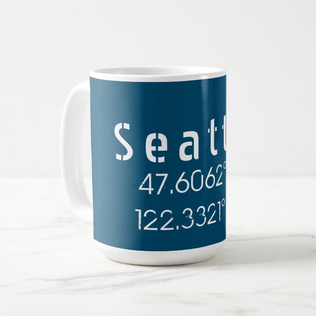 Taza De Café Longitud de la latitud de Seattle (Anverso izquierdo)