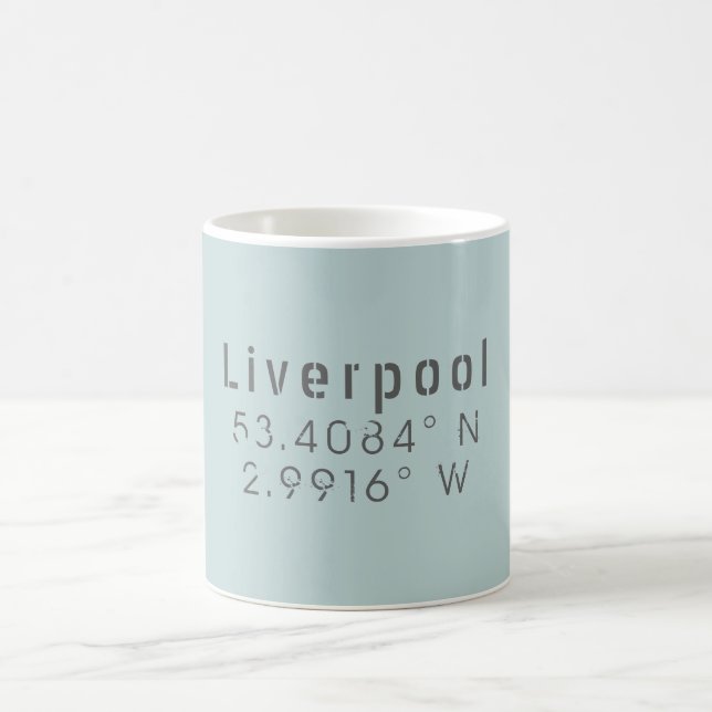 Taza De Café Longitud de latitud del Liverpool (Centro)
