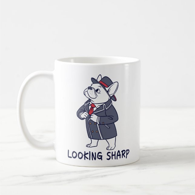 Taza De Café Looking Sharp Dapper French Bulldog Funny Coffee M (Izquierda)
