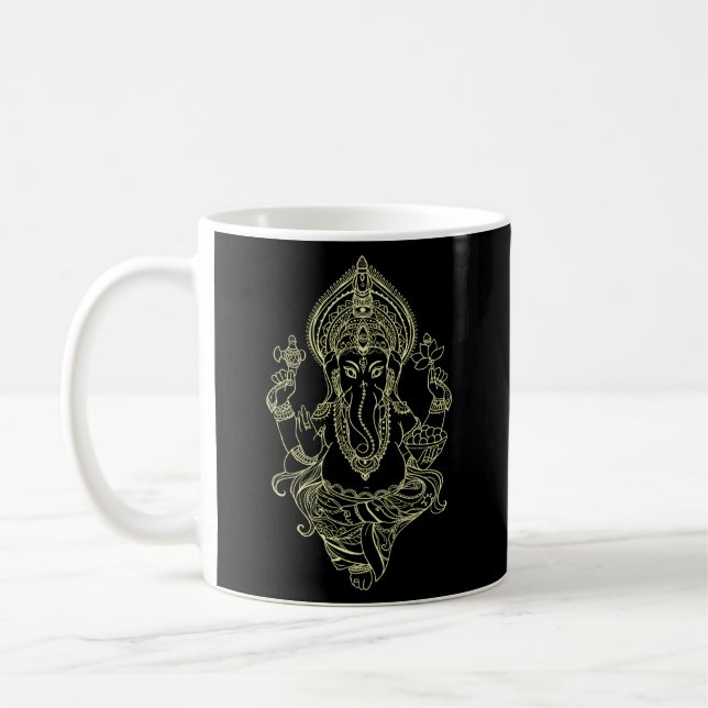 Taza De Café Lord Ganesha Elephant God Yoga (Izquierda)