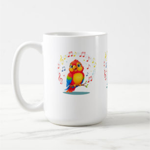 Taza De Café **Loro Cantante – Ilustración Adorable de un Loro 