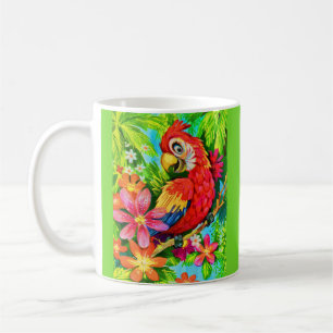 Taza De Café loro colorido brillante