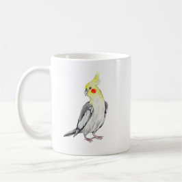 Taza De Café Loro cutáneo de la acuarela de Cockatiel.