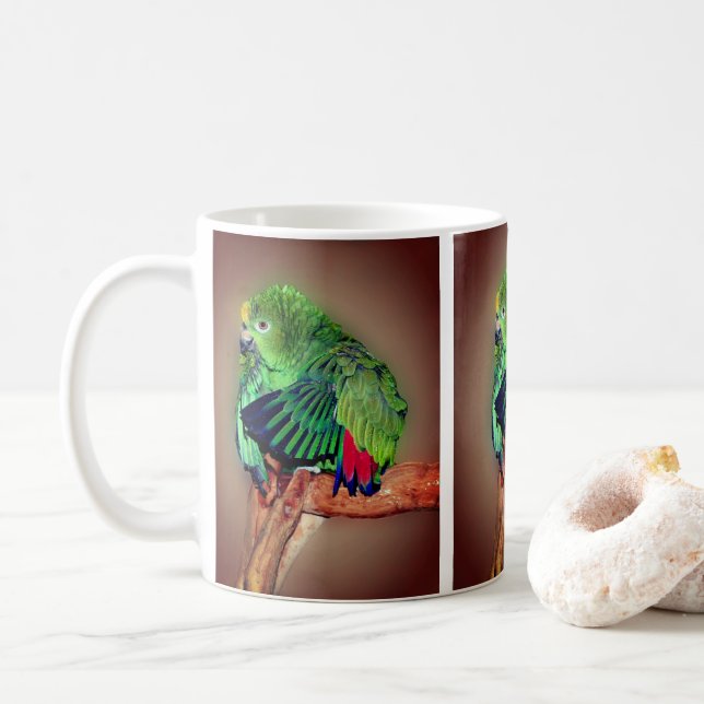 Taza De Café Loro Cute Amarillo (Con donut)