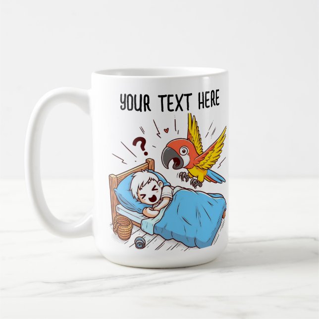 TAZA DE CAFÉ LORO DE ALARMA DE DESPERTAR (Izquierda)