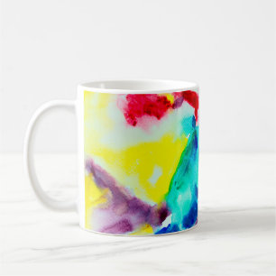 Taza De Café loro en el árbol, pájaro Abstract Bright Watercolo