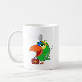 Taza De Café Loro gracioso Amazon Parrot Vet trabajando Parrot