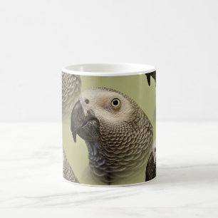 Taza De Café Loro gris negro del Congo