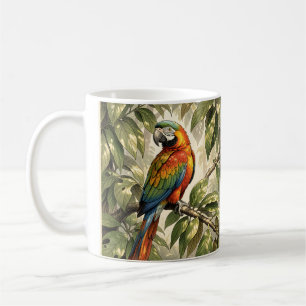 Taza De Café Loro pájaro en dibujo de árbol