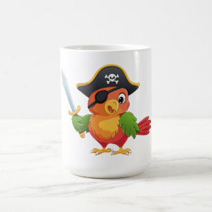 Taza De Café Loro pirata de dibujos animados lindo