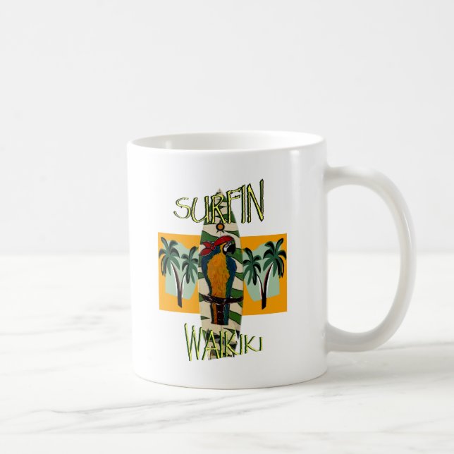 Taza De Café Loro surfista (Derecha)