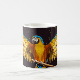 Taza De Café Loro Tropical En Una Percha