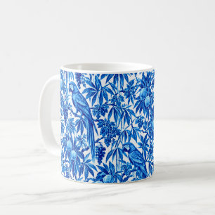 Taza De Café Loros Azules en un Jardín Tropical