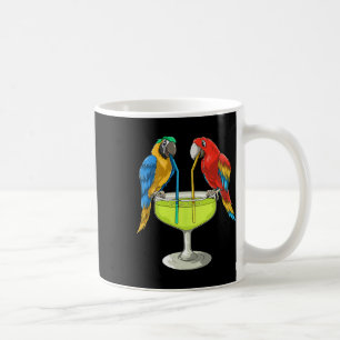 Taza De Café Loros bebiendo margarita vacaciones hawaianas play
