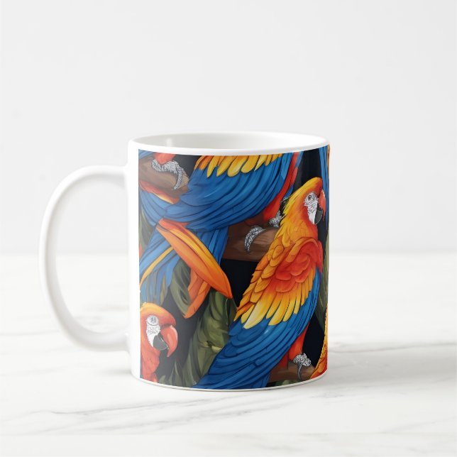 Taza De Café Loros Coloridos (Izquierda)