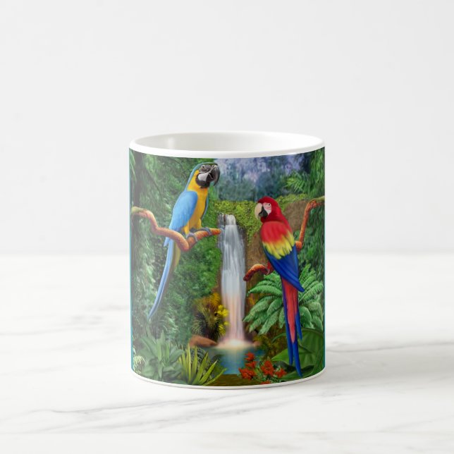 Taza De Café Loros tropicales del Macaw (Centro)