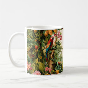 Taza De Café Loros Tropicales Flor de Cacao Acuarela
