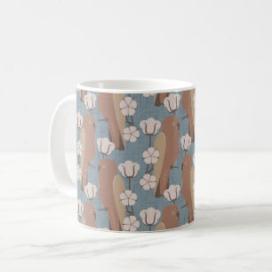 Taza De Café Loros y flor de algodón