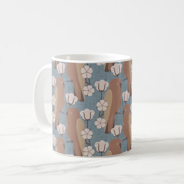 Taza De Café Loros y flor de algodón (Anverso izquierdo)
