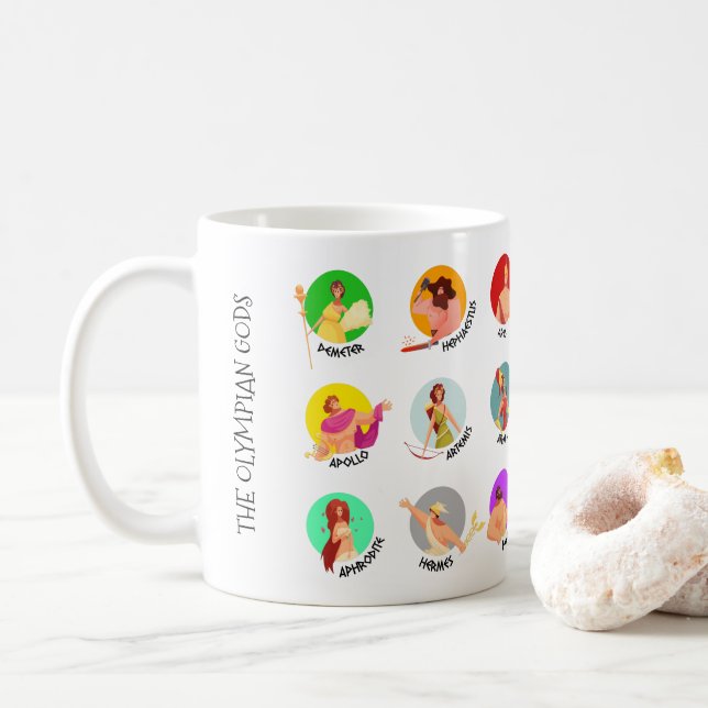 Taza De Café Los 12 dioses olímpicos de la mitología griega (Con donut)