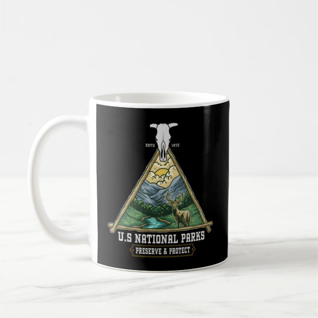 Taza De Café Los 63 Parques Nacionales Estadounidenses Mapa de  (Izquierda)
