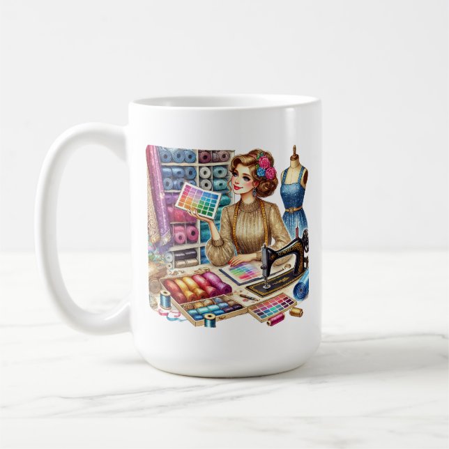 Taza De Café Los amantes de la costura cutánea añaden monograma (Izquierda)