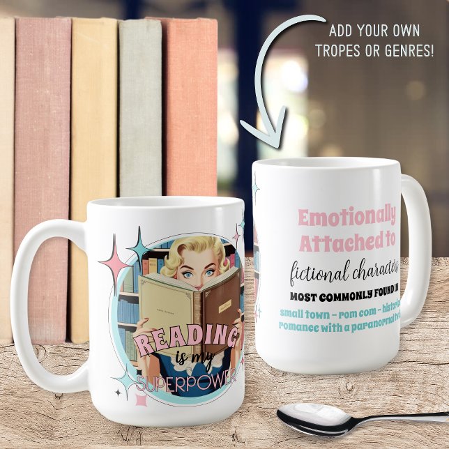 Taza De Café Los amantes de los libros retro graciosos citan la (Fun and unique book lovers gift ideas for her with vintage retro bookish quote saying tropes genres)