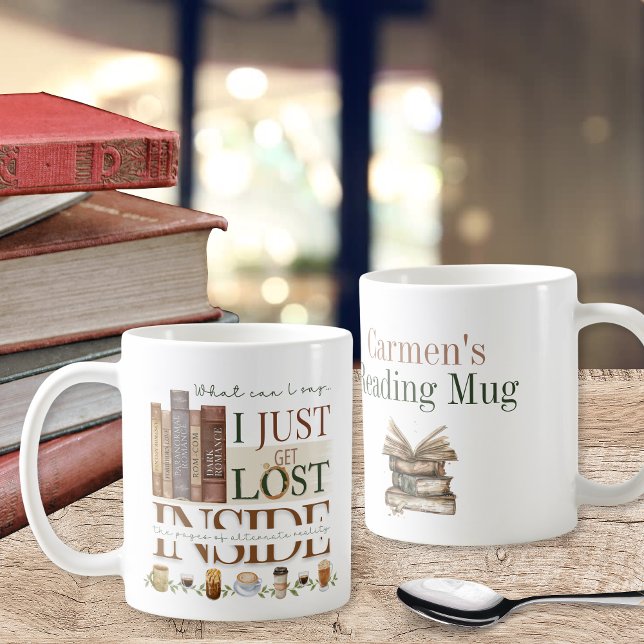 Taza De Café Los amantes del libro de café Romance Personalizad (Coffee Latte Tea Theme Coffee Mug for Dark Romance Book Lovers Bookish Tropes Lost in the Pages Gift)
