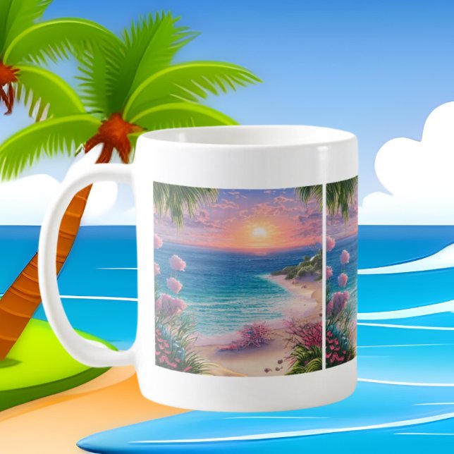 Taza De Café los amantes del océano en la playa (Subido por el creador)