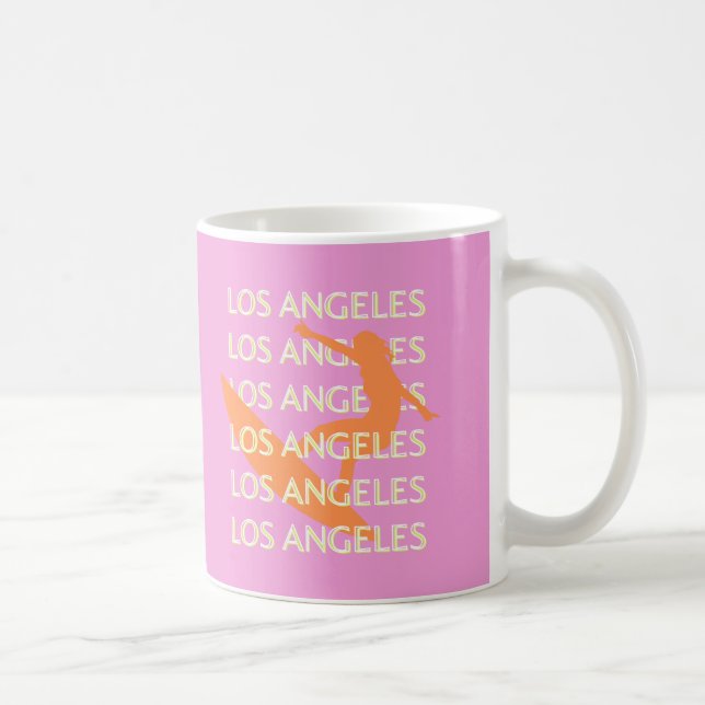 Taza De Café Los Angeles Travel Art, California, Travel, Pink (Derecha)