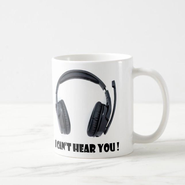Taza De Café los auriculares más el texto no puedo oírle (Derecha)